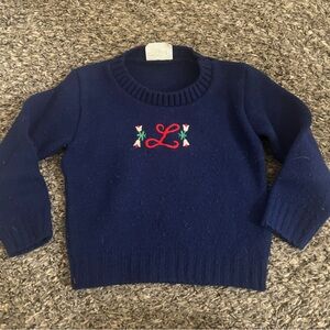 Vintage Navy Sweater with Embroidered Design “L”